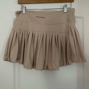 Goldhinge Women's Pleated Cream Mini Skirt